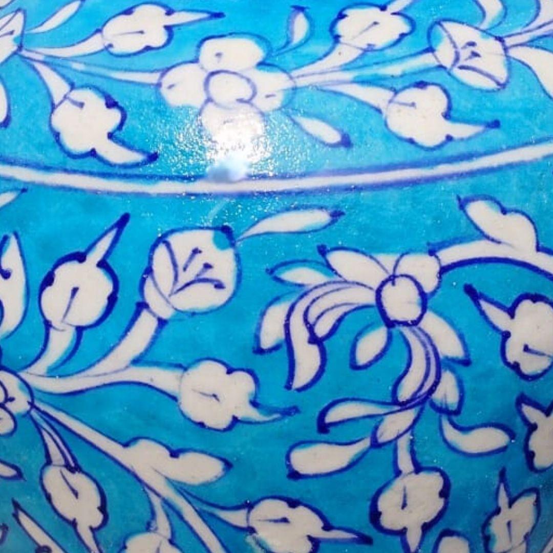 Sky blue floral blue pottery ceramic vase