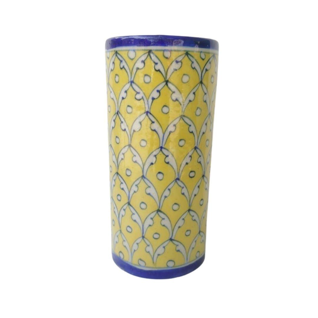 Flower Pattern Blue Pottery Ceramic Vase