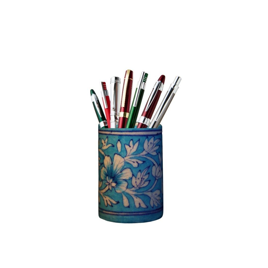 Aqua Floral Pen Stand