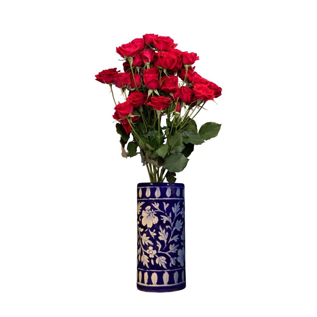 Indigo Floral Blue Pottery Ceramic Vase S