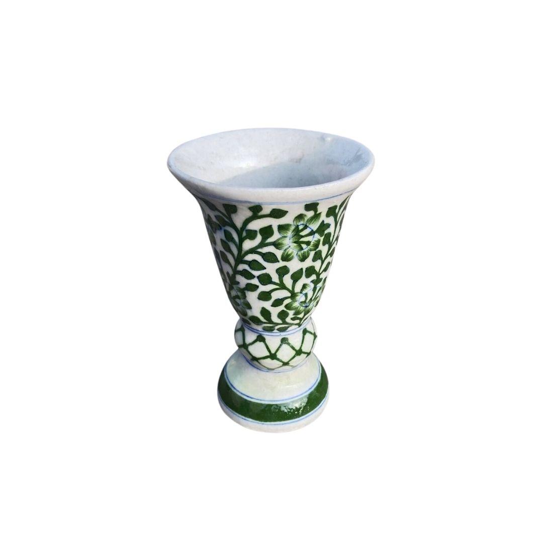 Multi colour floral blue pottery ceramic decor vase set of 2