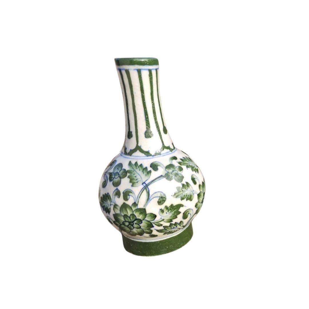 Jade Floral Blue Pottery Ceramic Vase