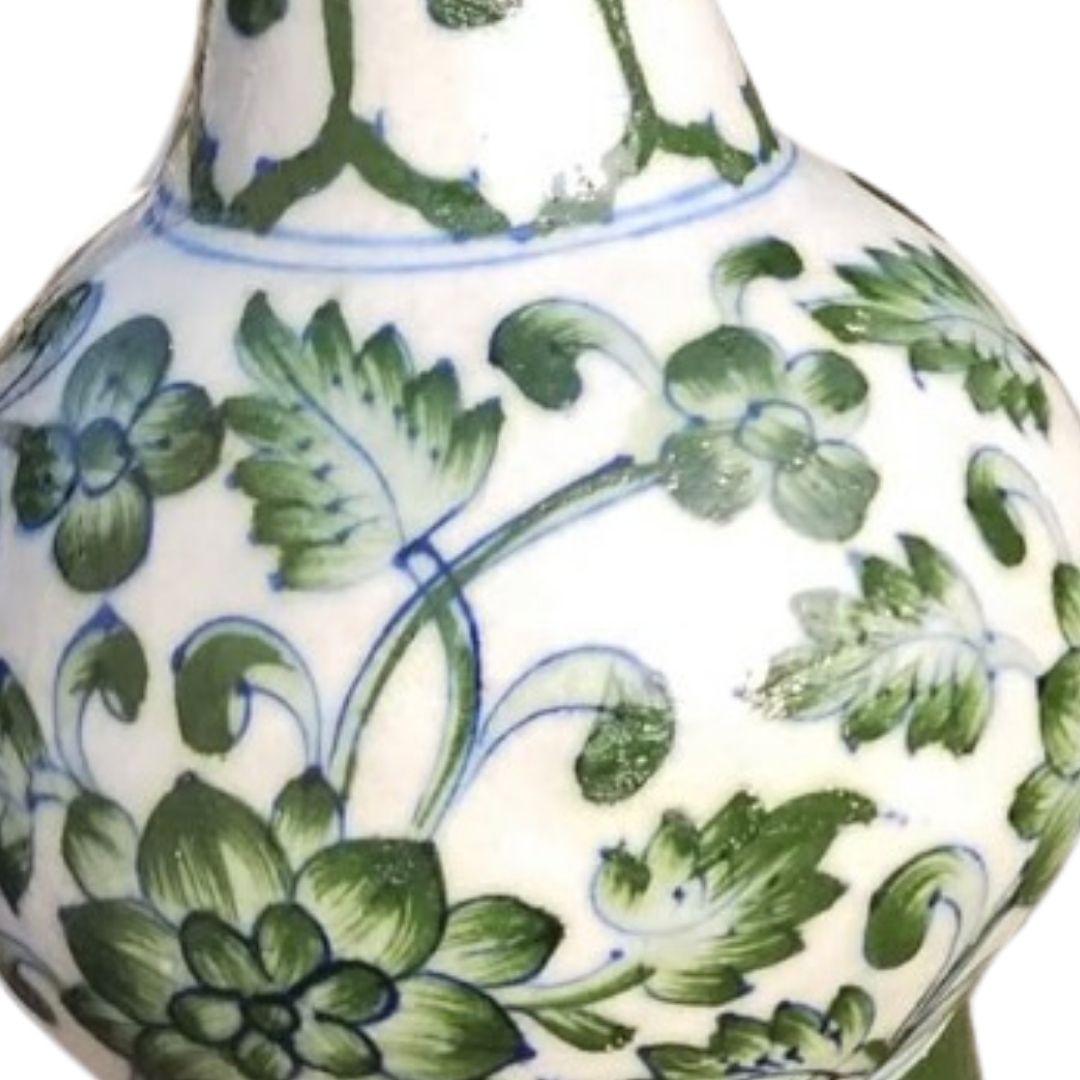 Jade Floral Blue Pottery Ceramic Vase