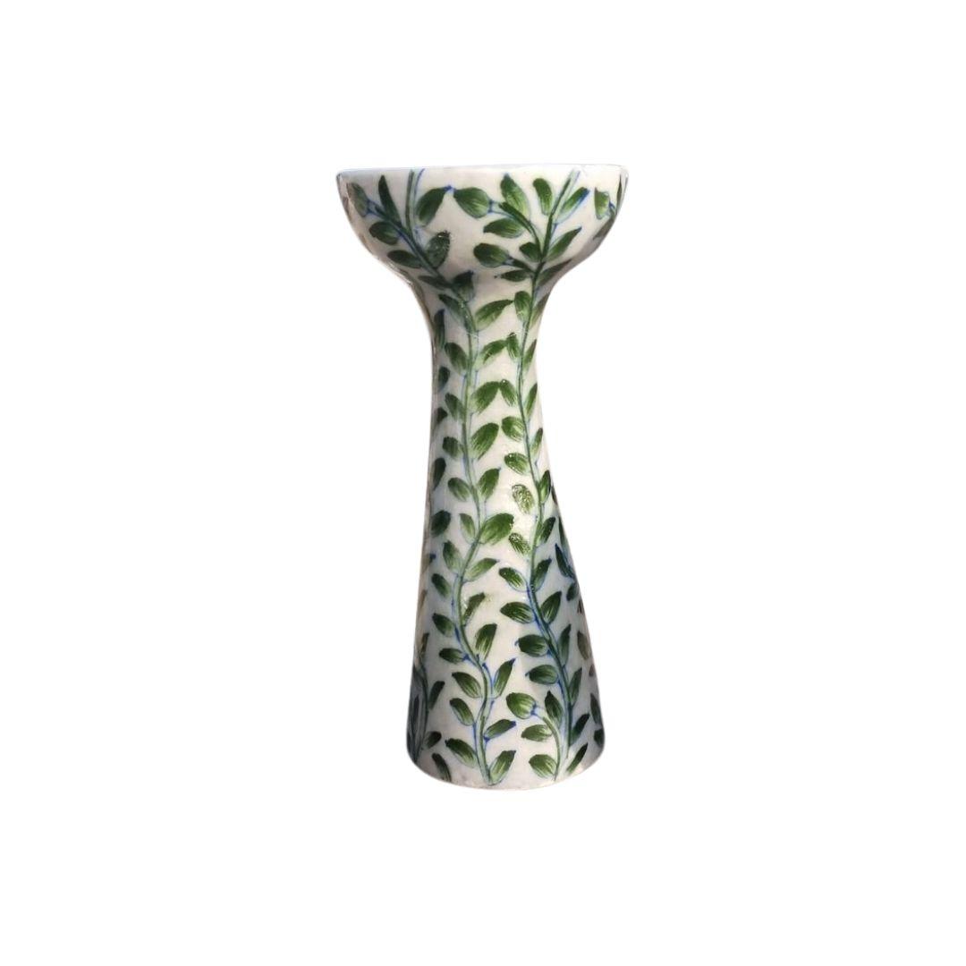 Emerald Floral Blue pottery ceramic vase
