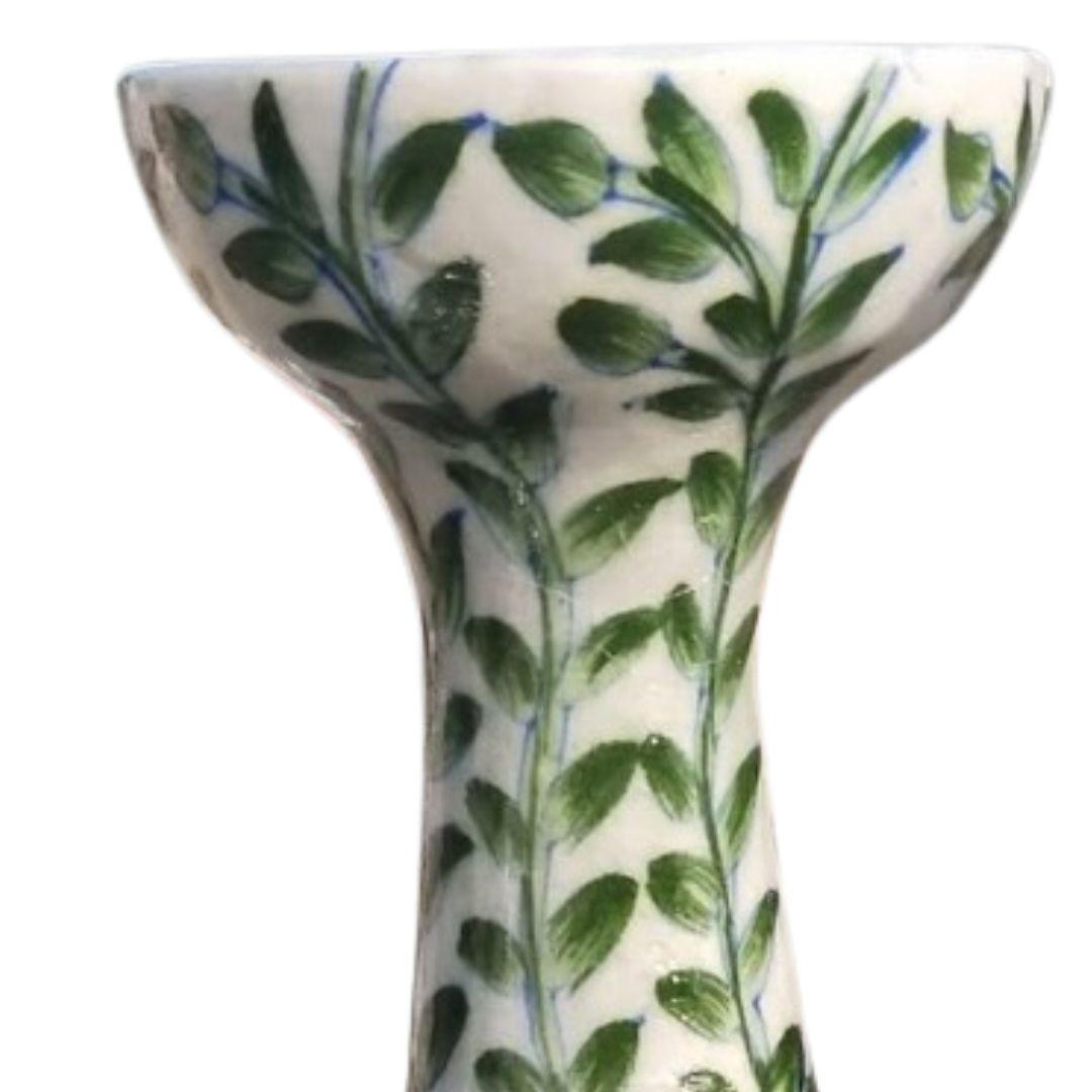 Emerald Floral Blue pottery ceramic vase