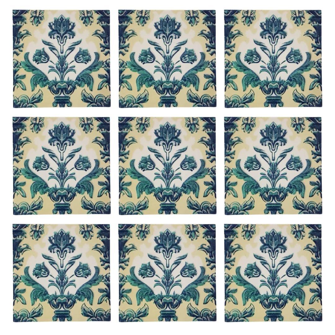 Embossed Blue Pottery Ceramic Tile 2