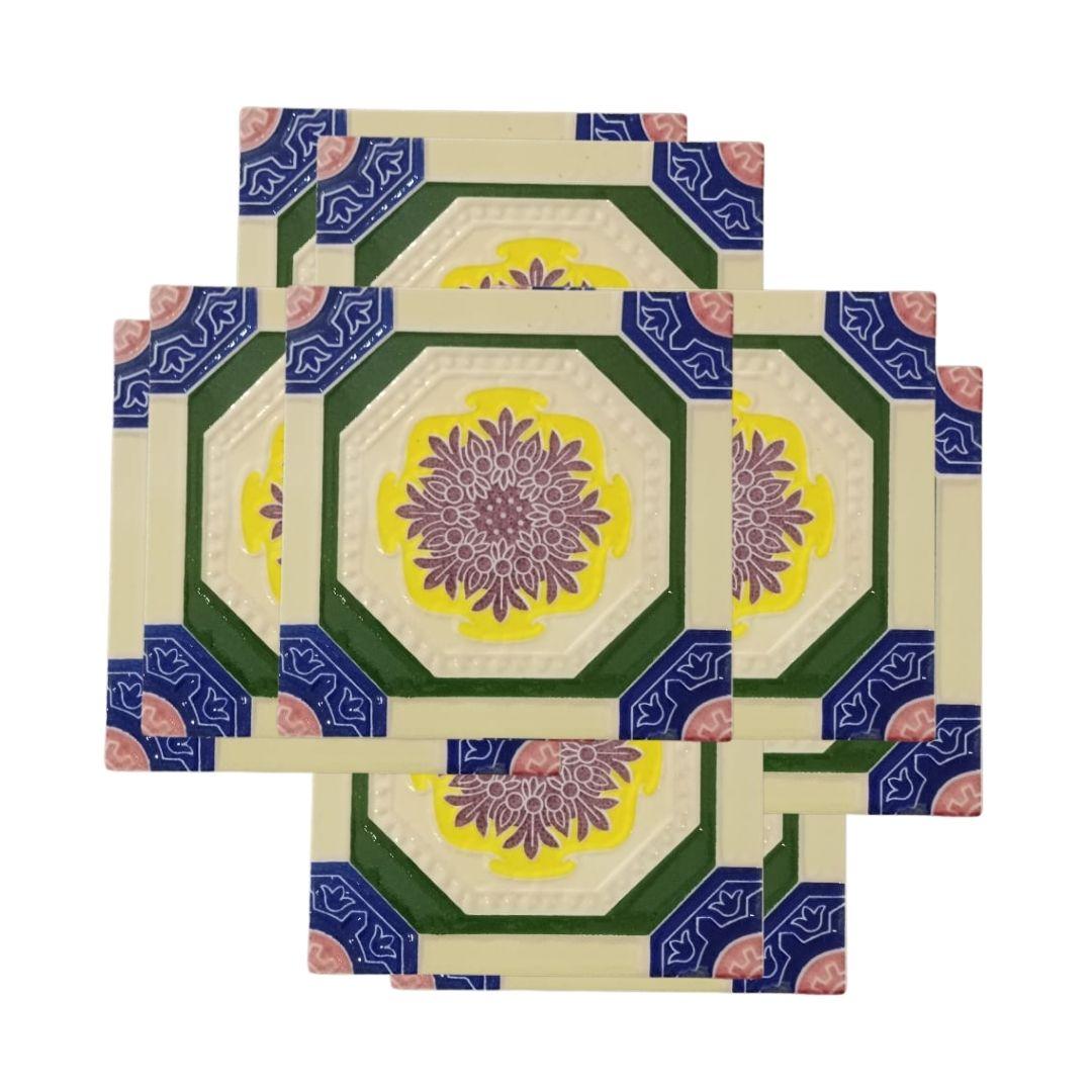 Embossed Blue Pottery Ceramic Tile 3