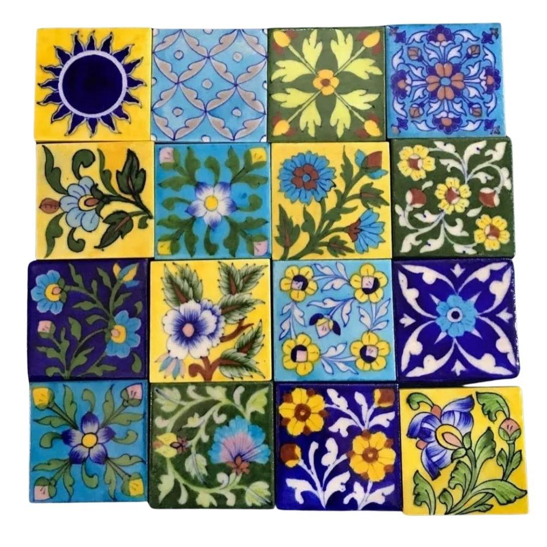 Mix Assorted Handmade Blue Pottery Ceramic tiles 1