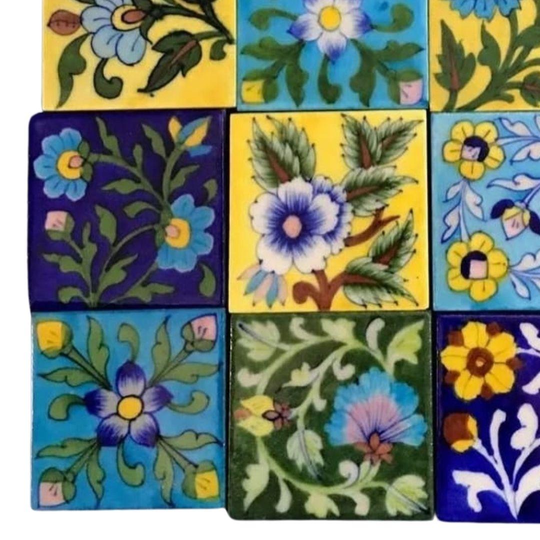 Mix Assorted Handmade Blue Pottery Ceramic tiles 1