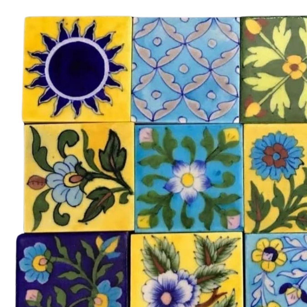 Mix Assorted Handmade Blue Pottery Ceramic tiles 1