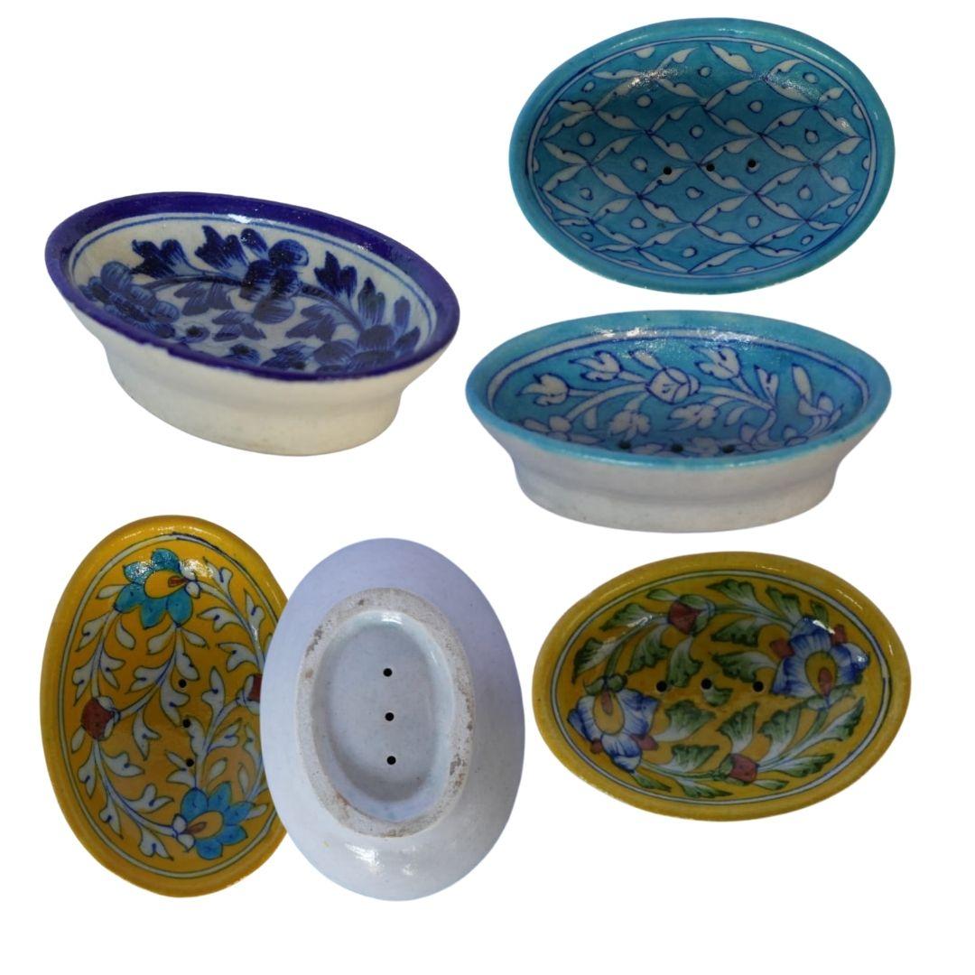 Blue Pottery Ceramic Soap Dish