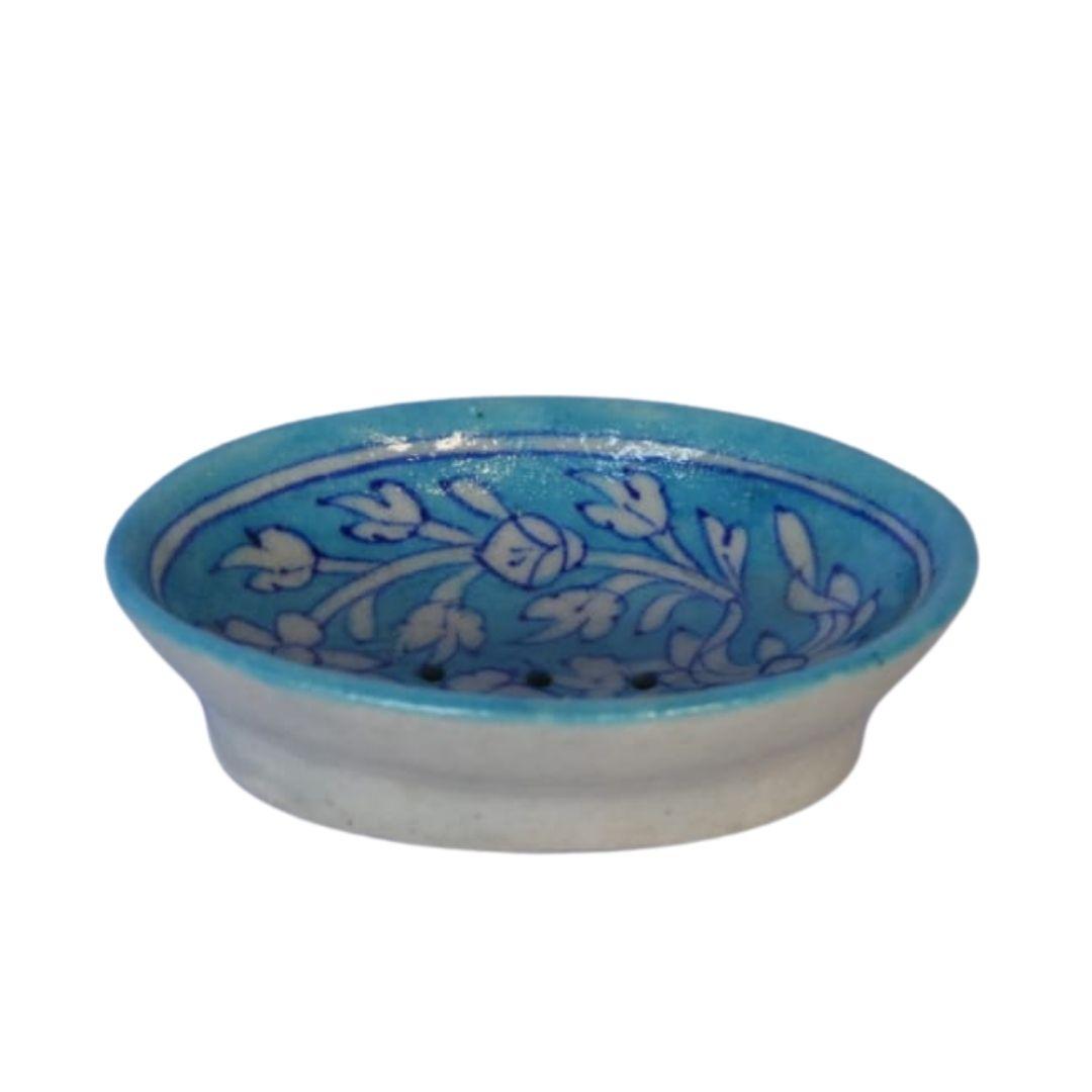 Blue Pottery Ceramic Soap Dish