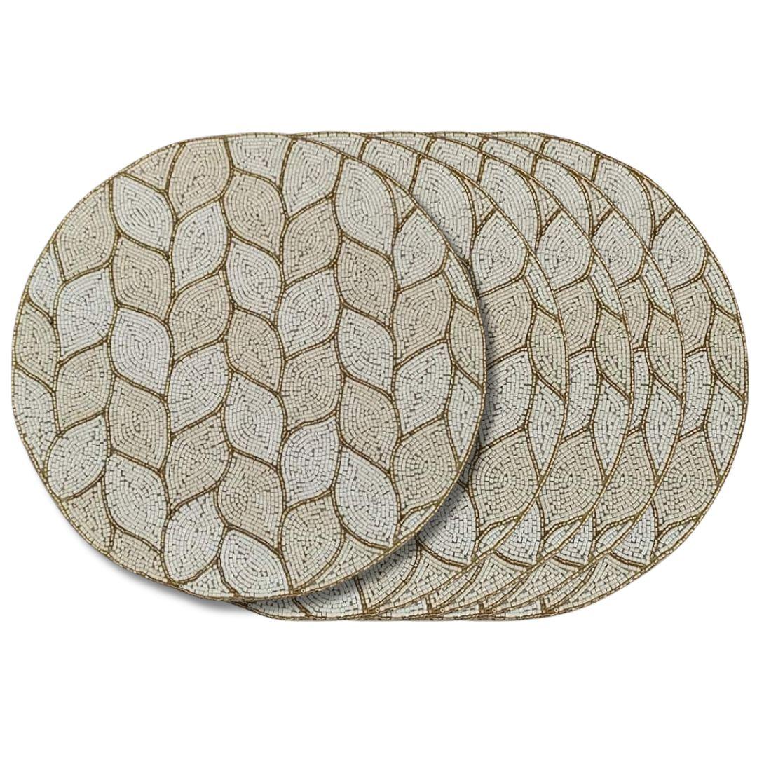 Snow Leaf Pattern Beaded Table Placemats