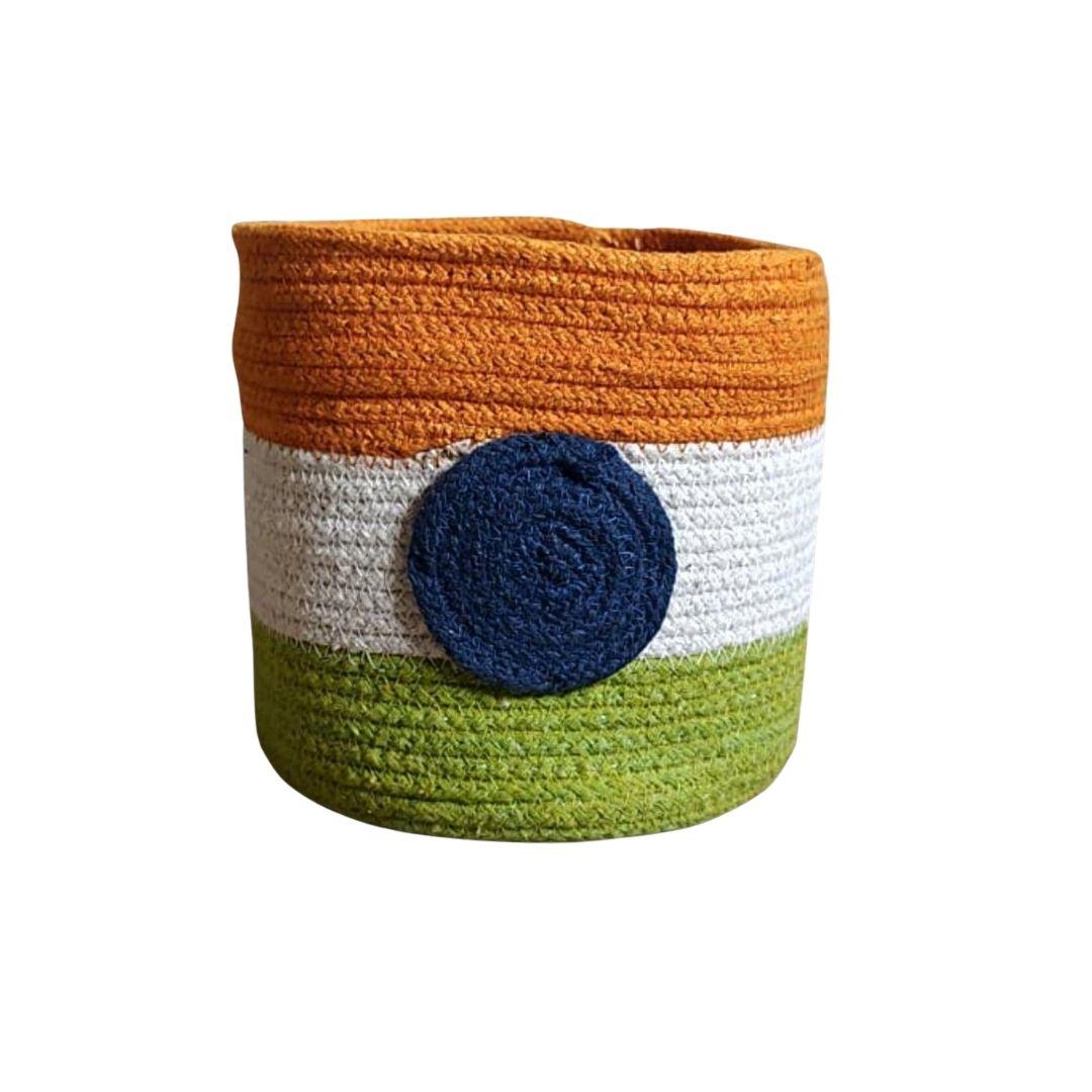 Indian Flag Cotton Rope Storage Organiser Basket