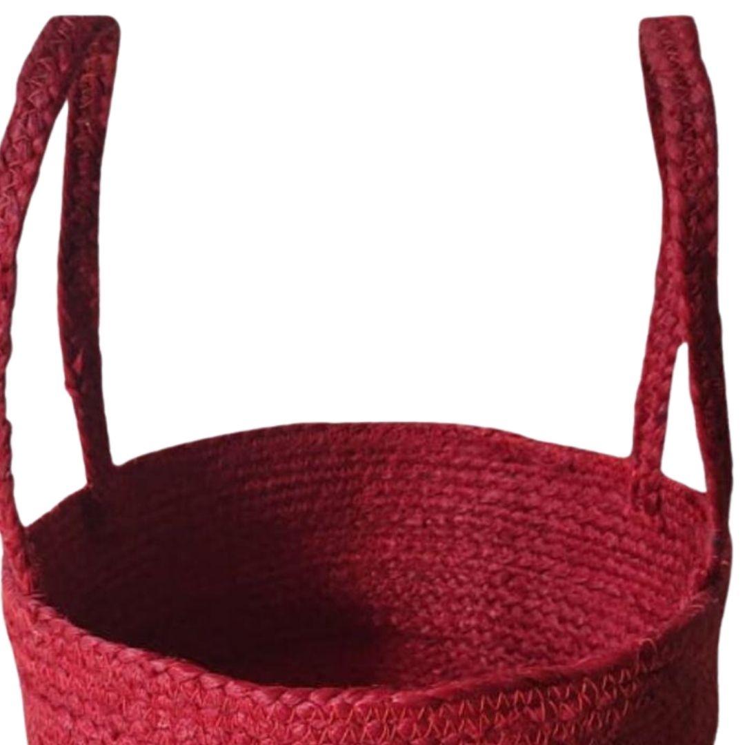 Red Jute Gift Hamper Basket with Handles