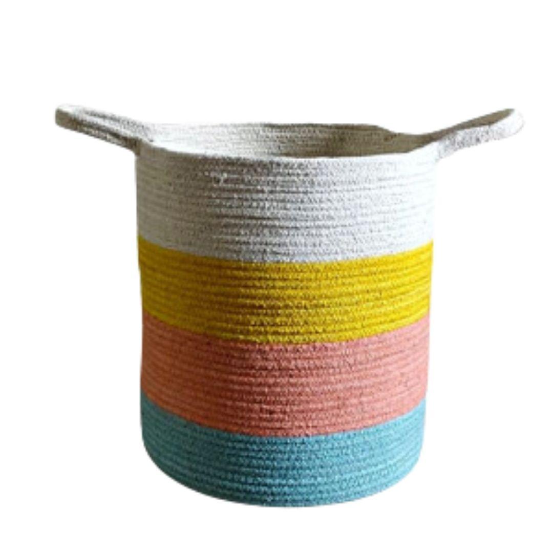 Pastel Cotton Rope Storage Organiser Basket with Handles