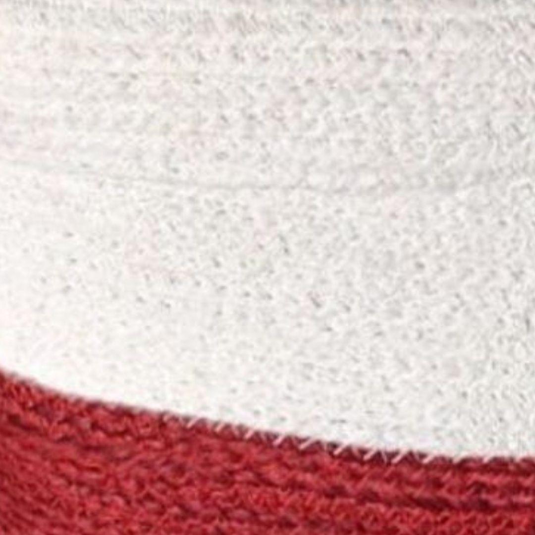 Maroon White Jute Storage Organiser Basket with Lid and Handles