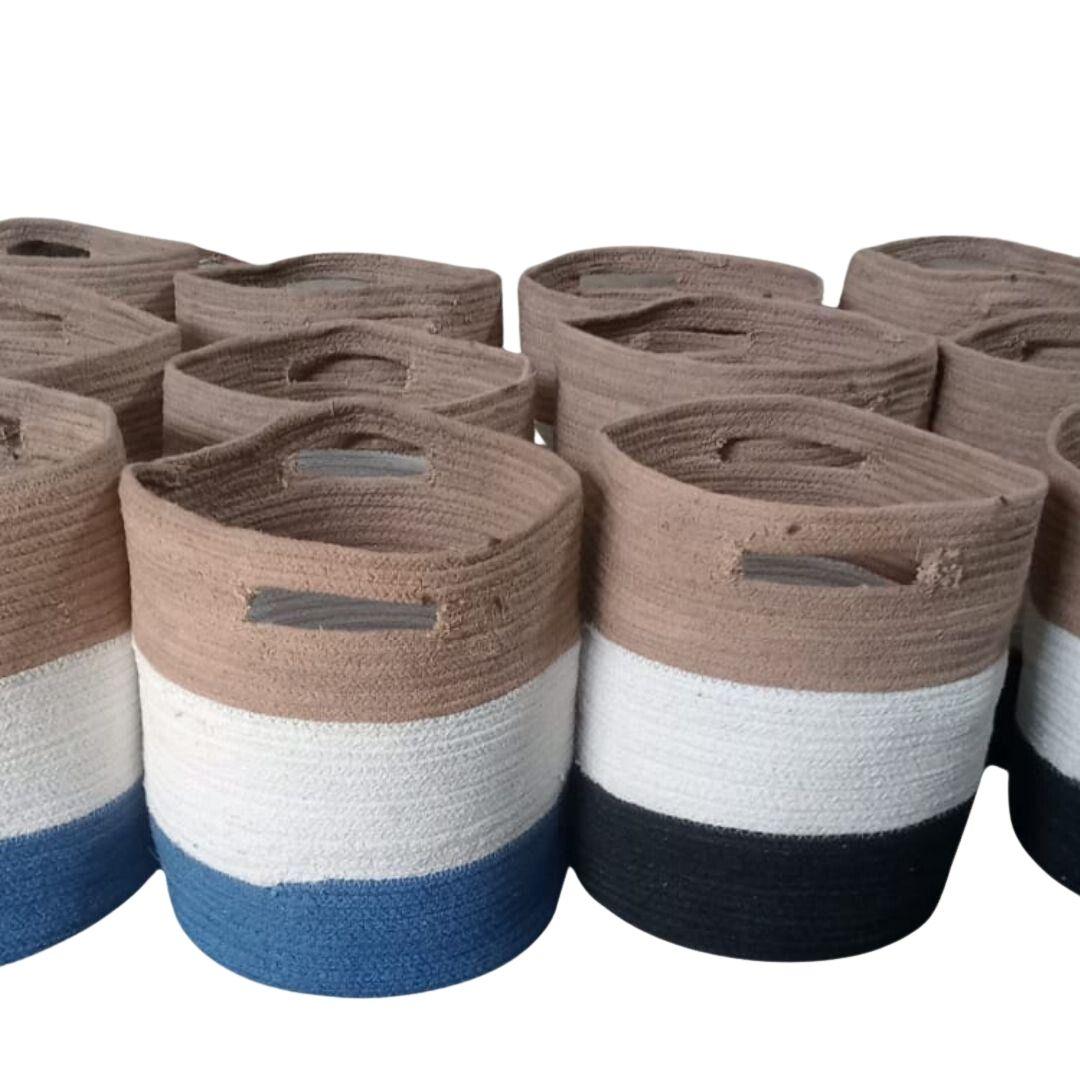 Sailors Jute Storage Organiser Basket with Handles