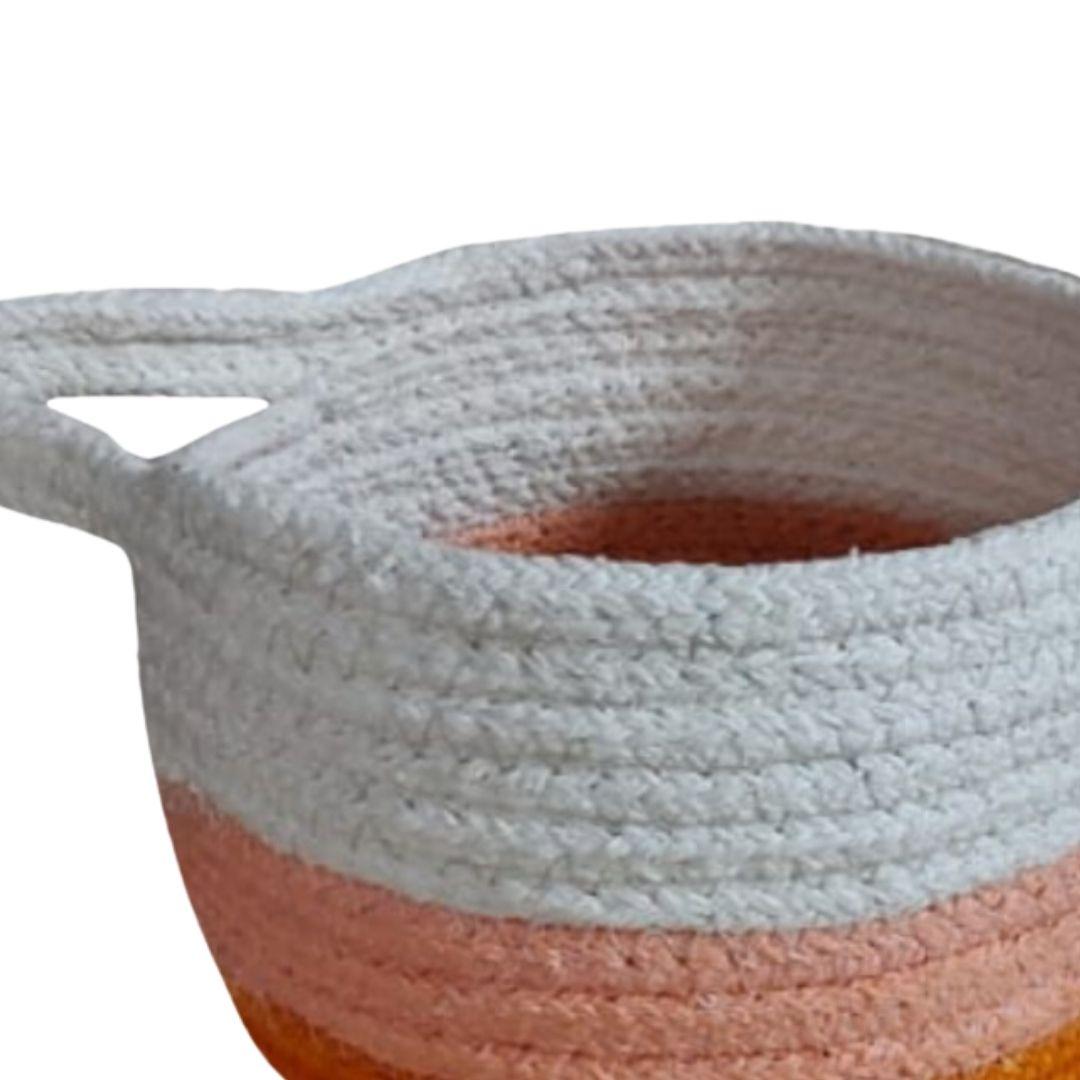Coral Layer Cotton Rope Gift Hamper Basket with Handles