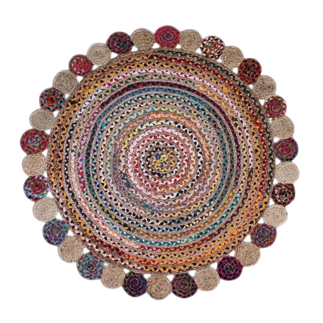 Natural jute multicolour boho carpet
