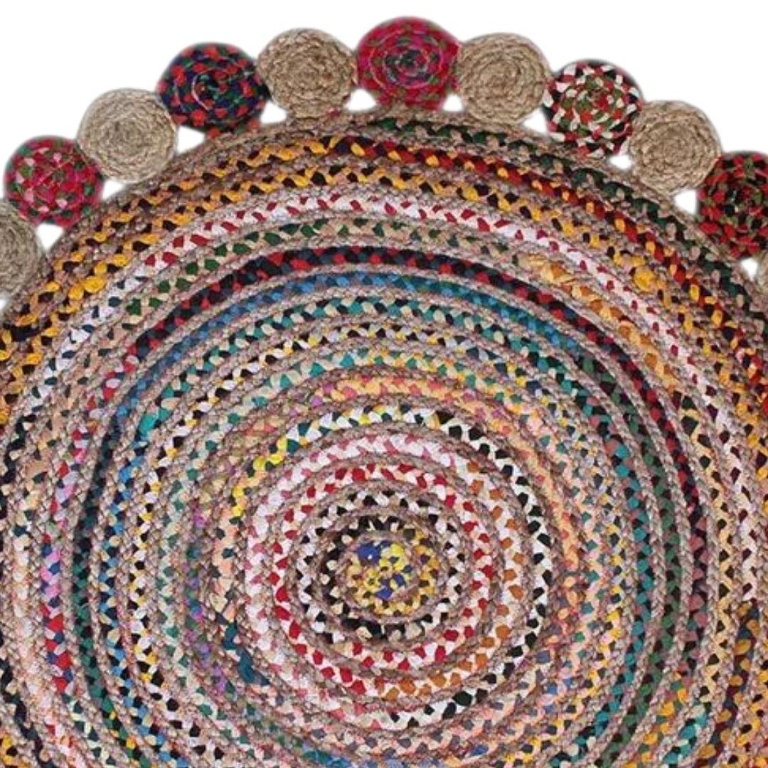 Natural jute multicolour boho carpet