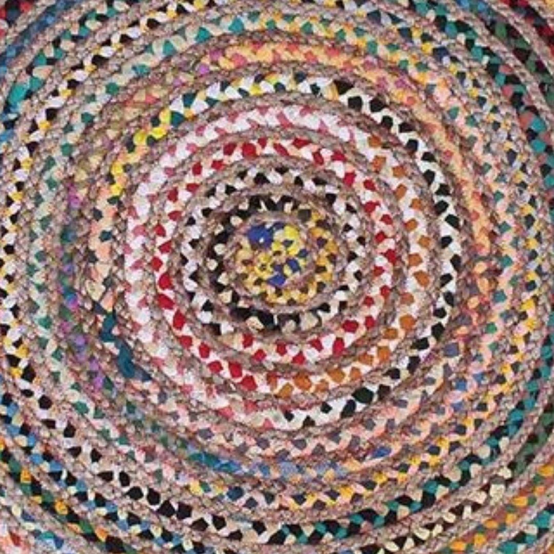 Natural jute multicolour boho carpet