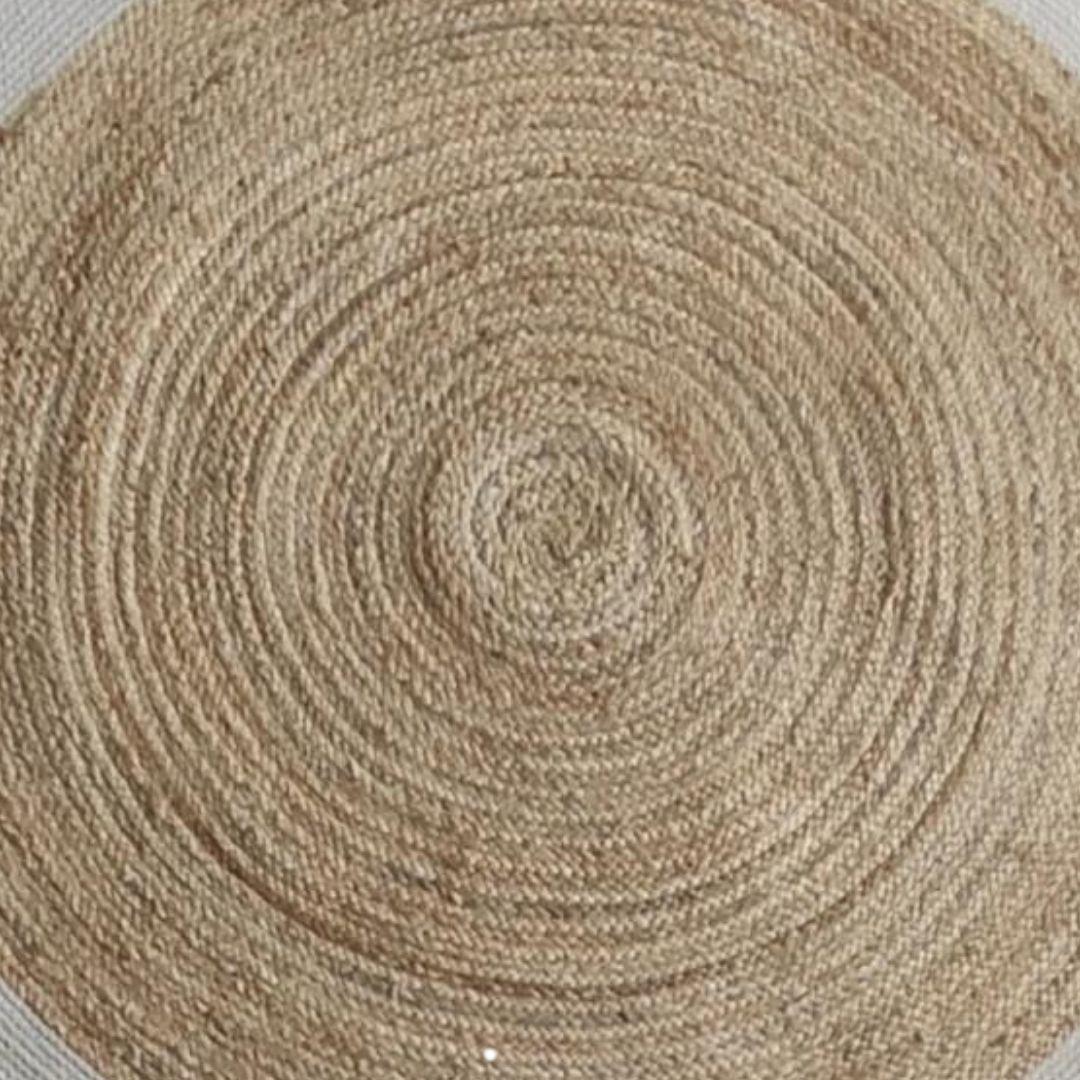 Natural Jute Boho White tassel carpet