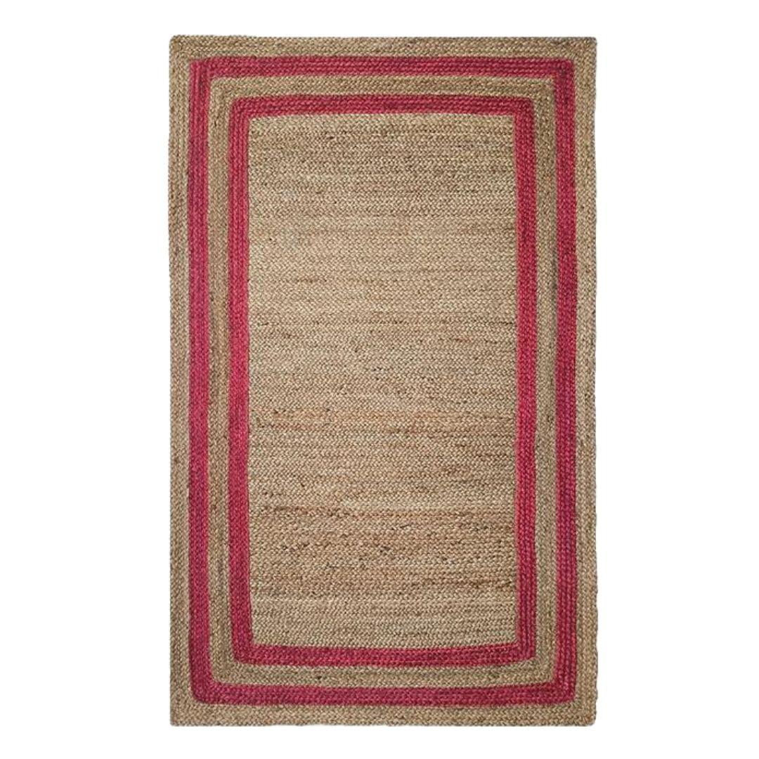 Natural Jute red rectangular Carpet