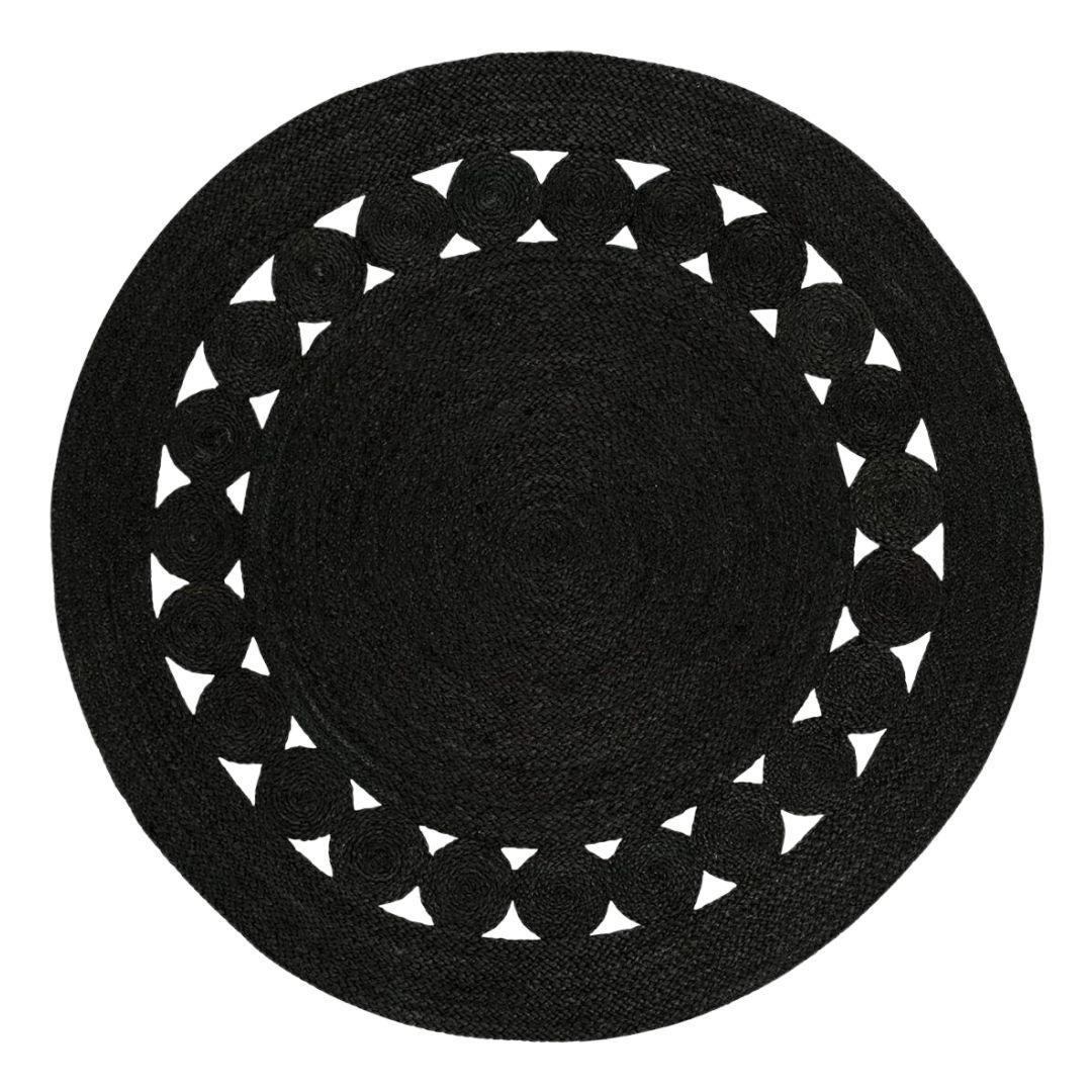 Black Jute Round Carpet