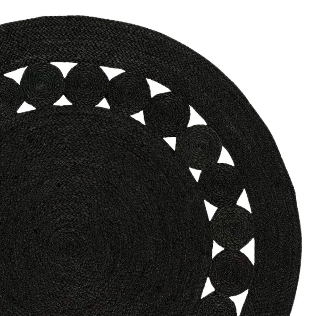 Black Jute Round Carpet