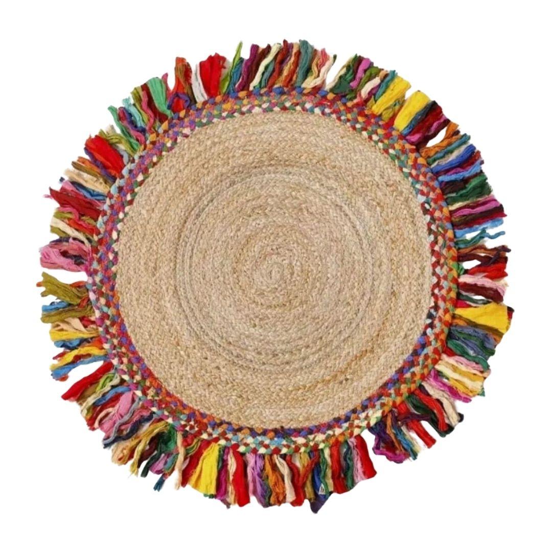 Rainbow Tassle Jute Carpet
