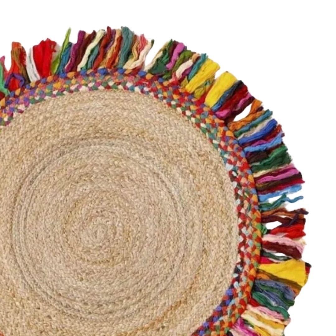 Rainbow Tassle Jute Carpet