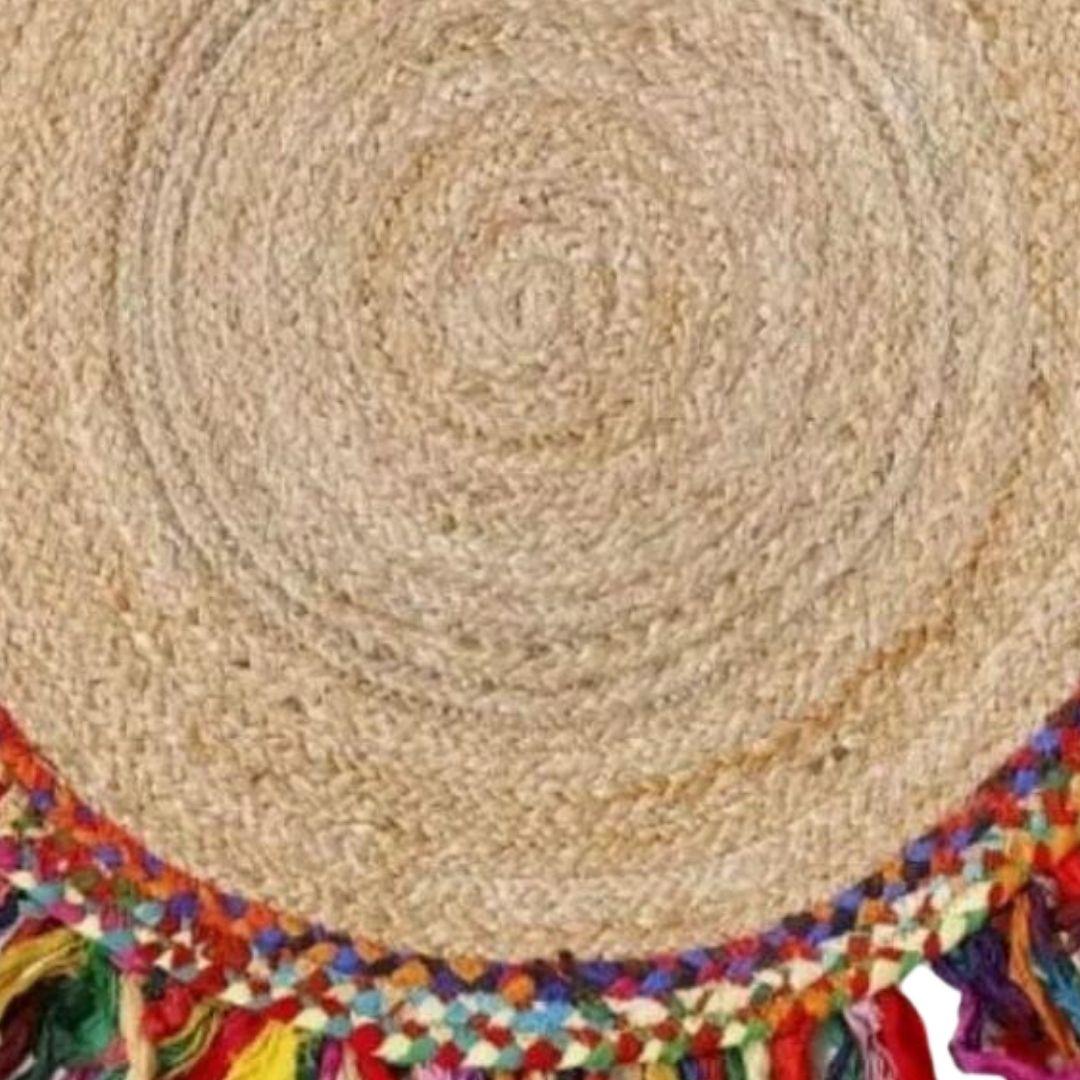 Rainbow Tassle Jute Carpet