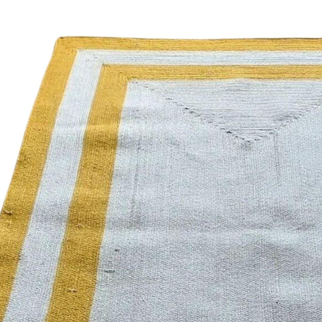 Yellow Borders Cotton Rope Carpet