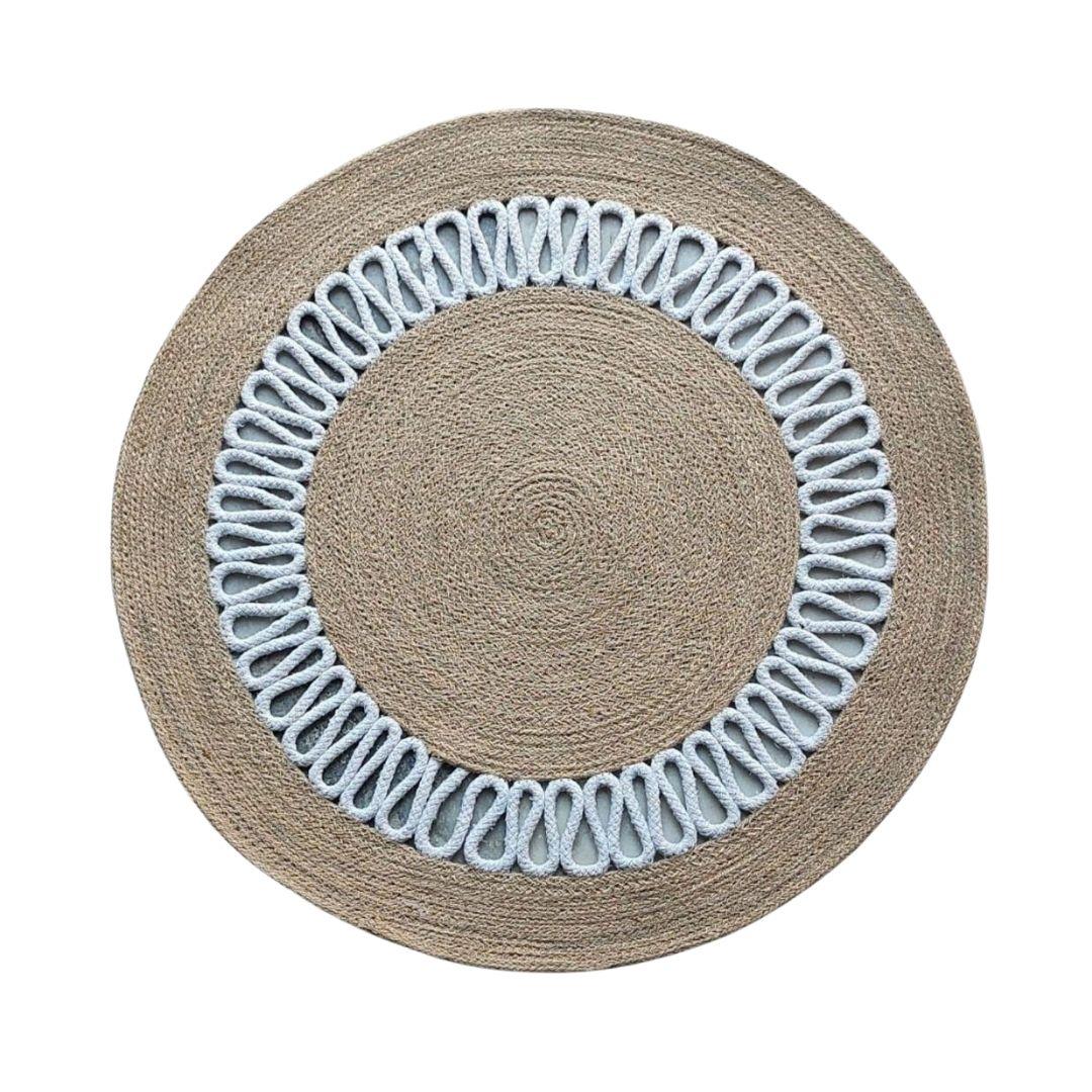 White Loop Jute Round Carpet