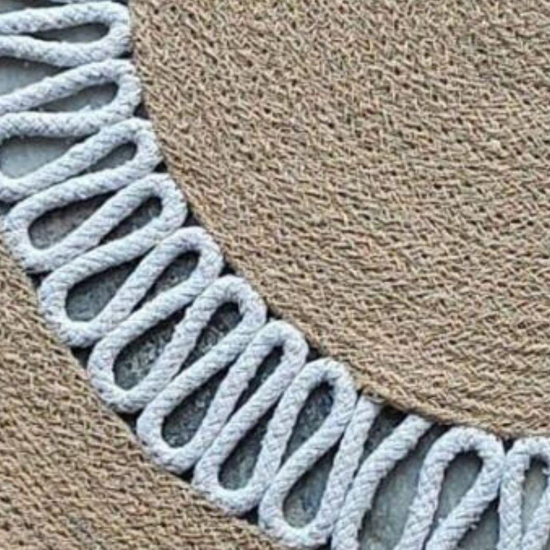 White Loop Jute Round Carpet