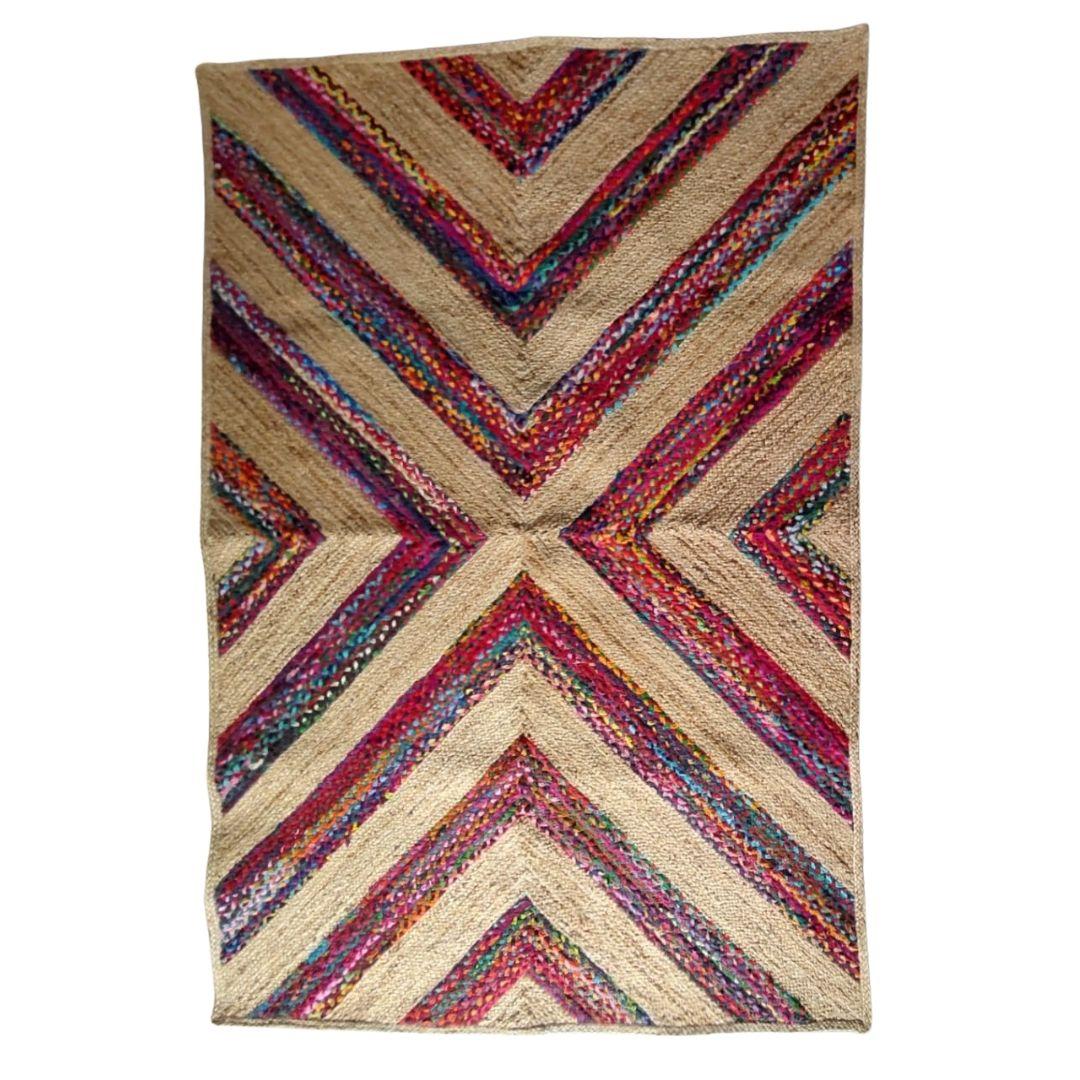 Geometric Arrows Rainbow Jute Carpet