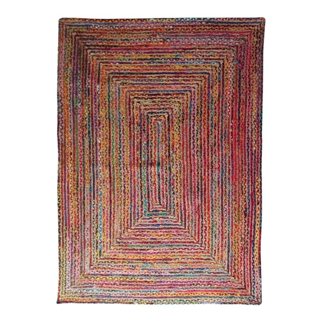 Rectangle Rainbow Cotton Rope Carpet