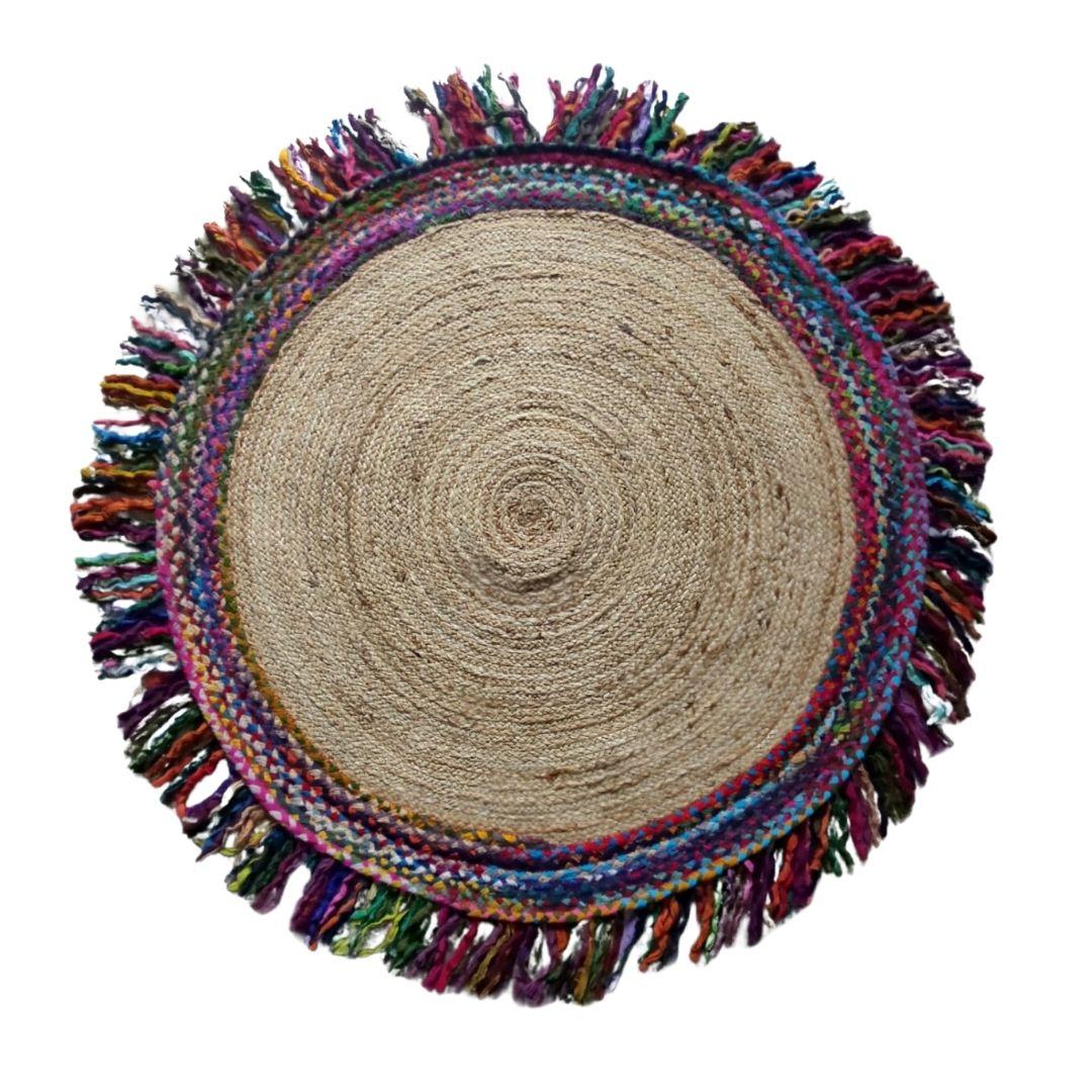 Multicolour Tassle Boho Jute Carpet