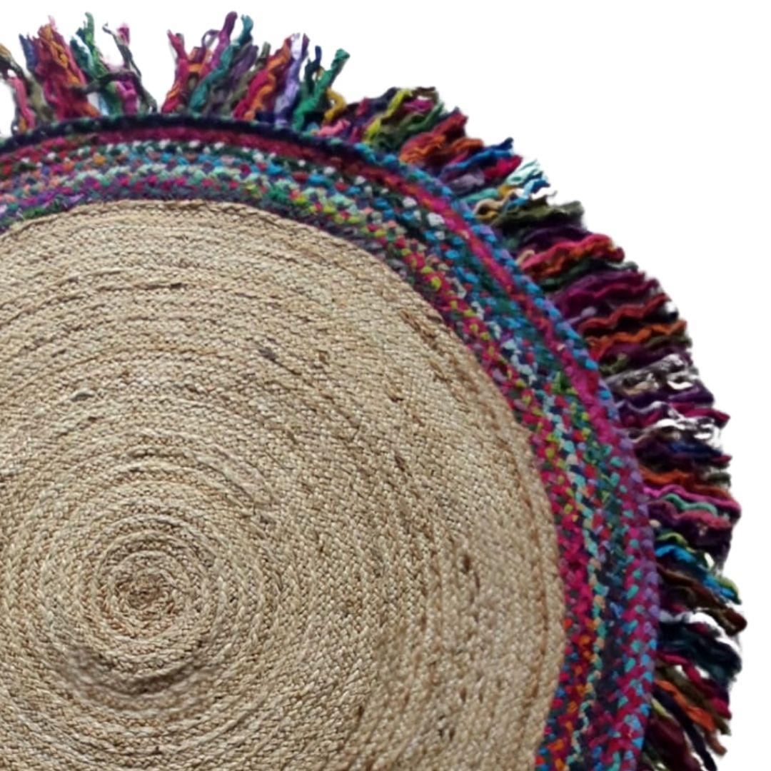 Multicolour Tassle Boho Jute Carpet