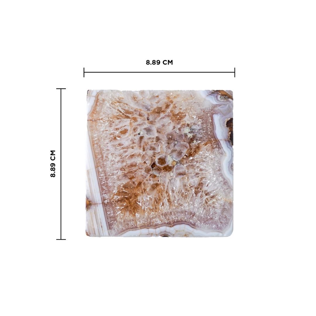 Brown Crystal Agate Square Coasters set of 2