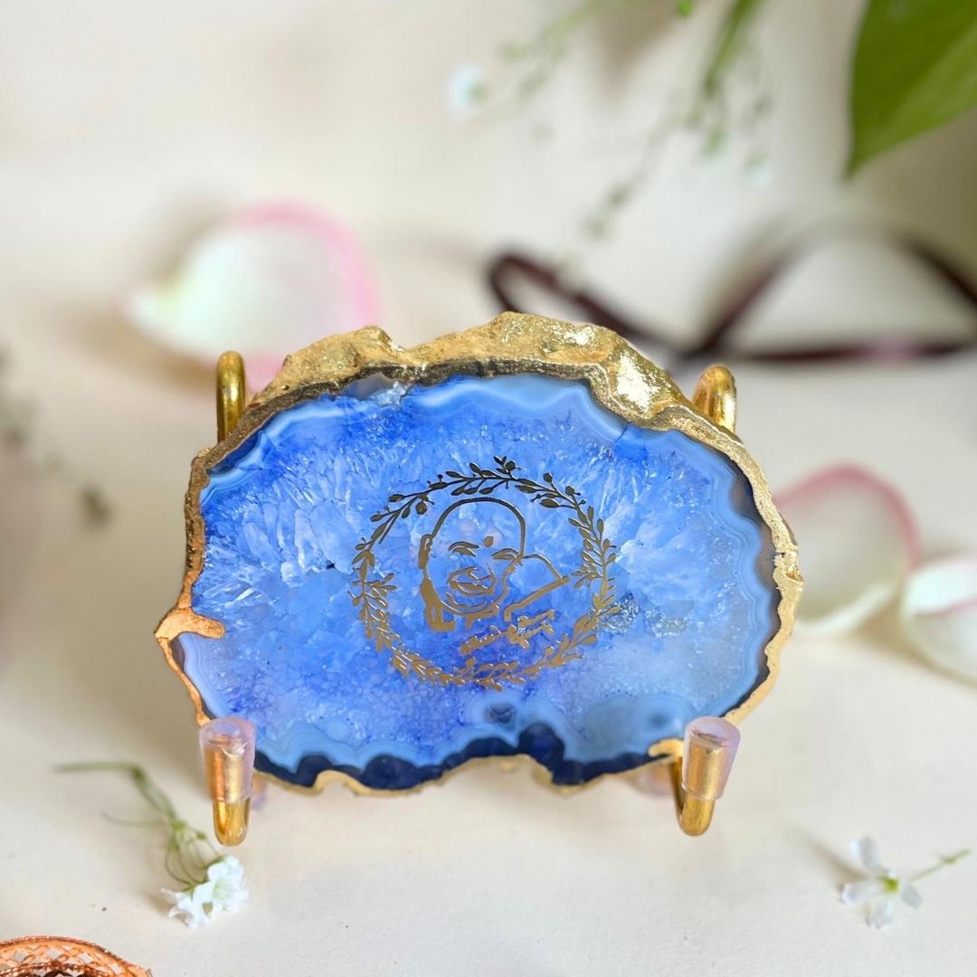 Guru Ji Crystal Agate Metal Frame