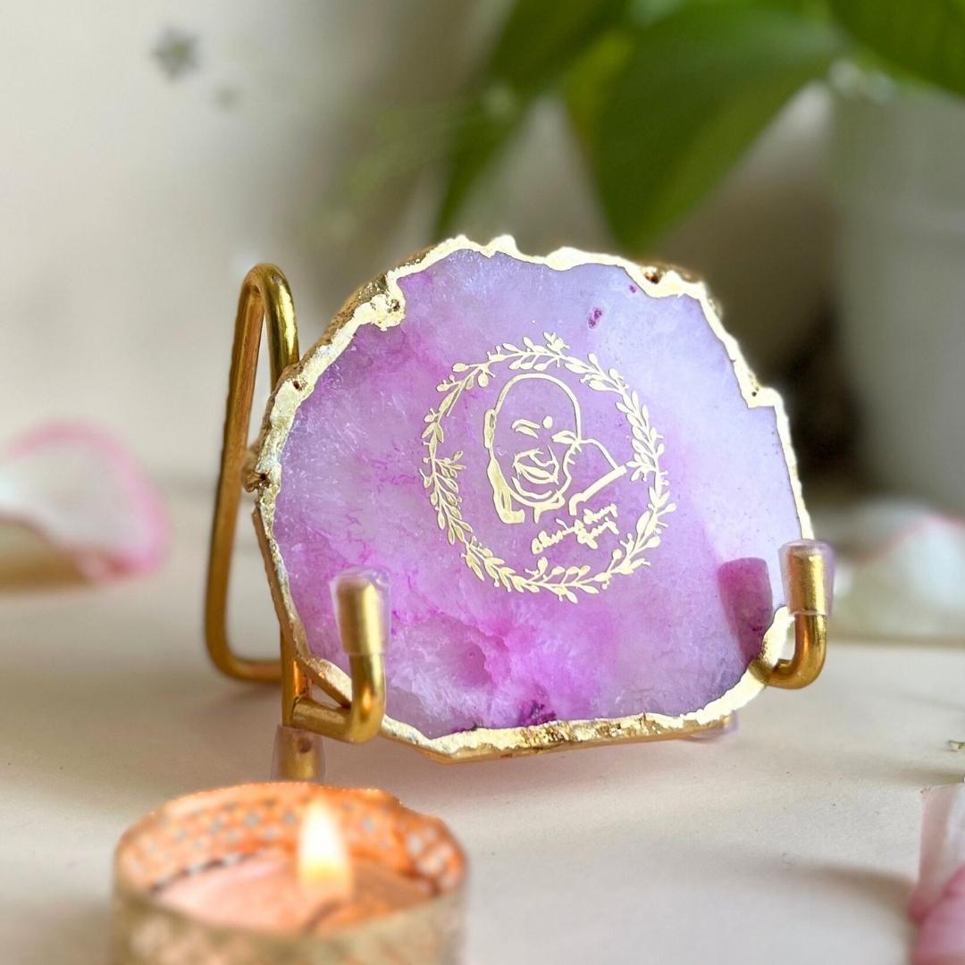 Guru Ji Crystal Agate Metal Frame