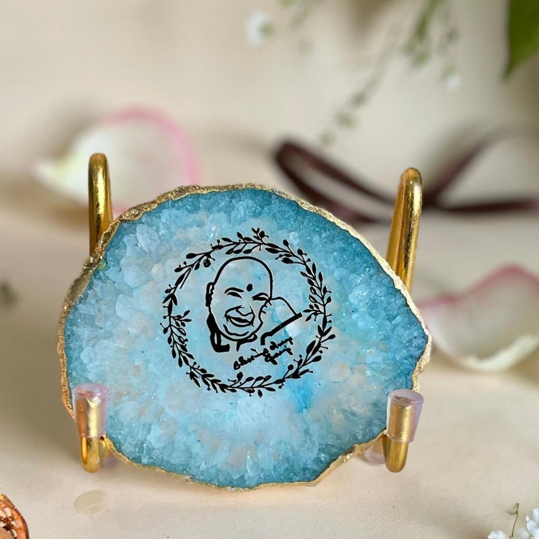 Guru Ji Crystal Agate Metal Frame