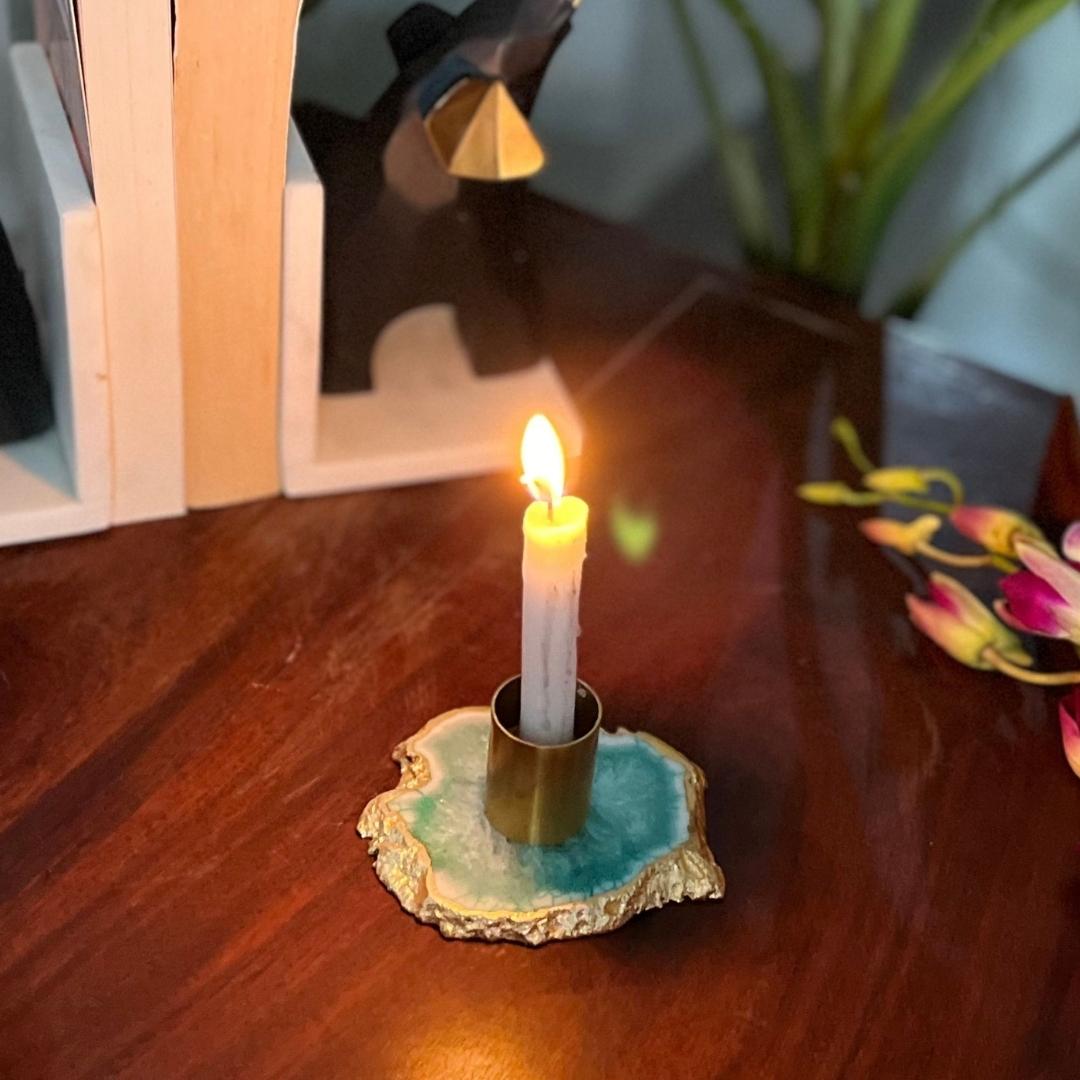 Crystal Agate Candle Holders in multiple color options