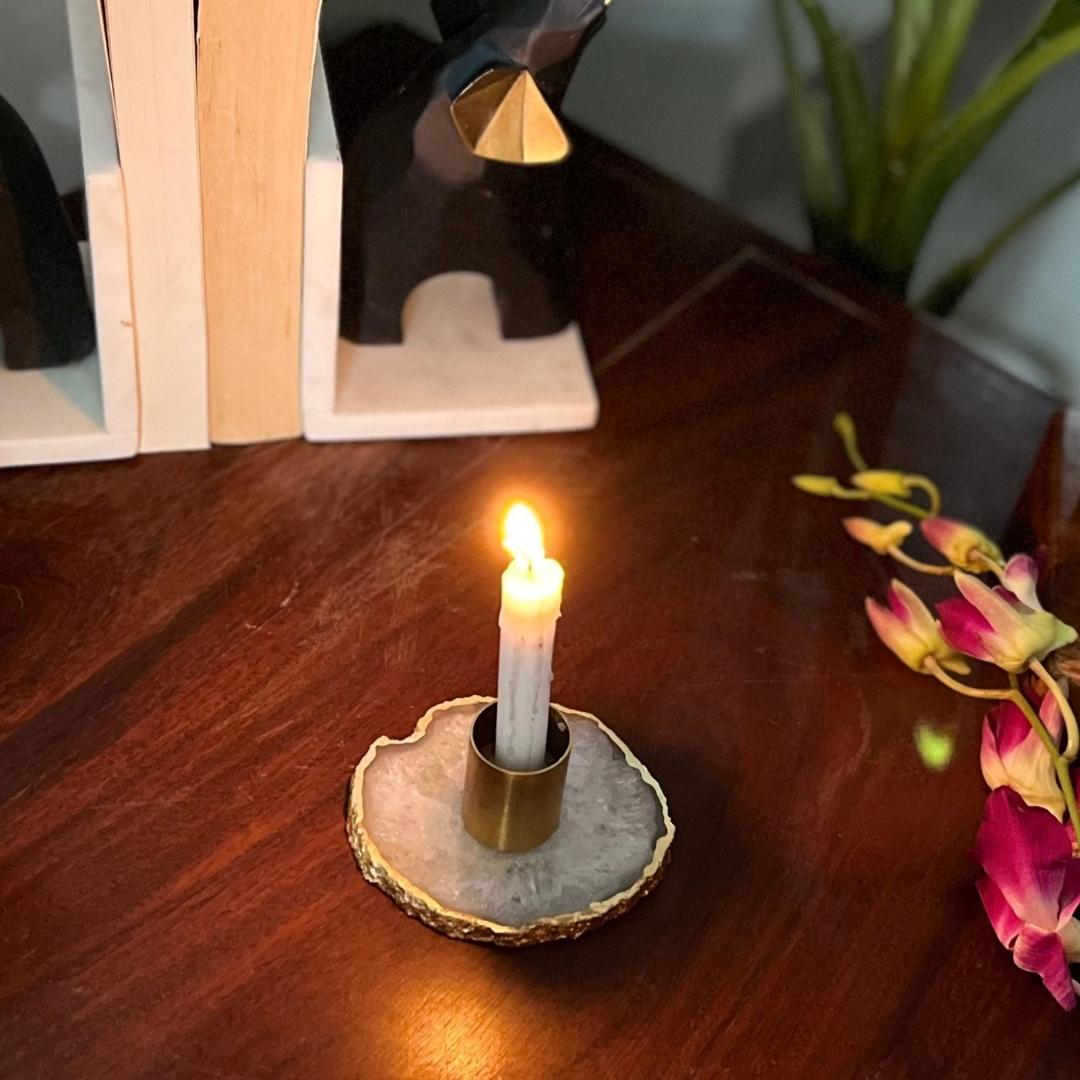 Crystal Agate Candle Holders in multiple color options