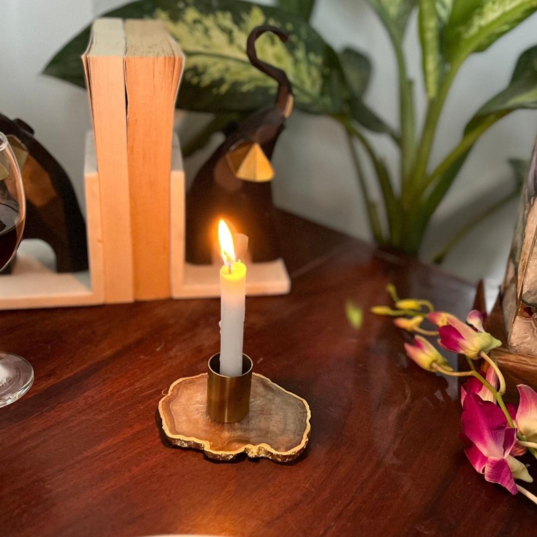 Crystal Agate Candle Holders in multiple color options