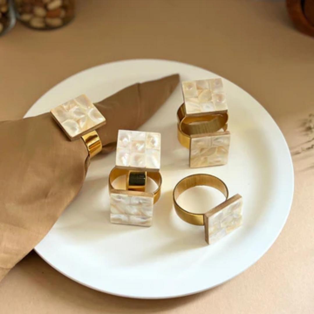 Mother of Pearl Napkin Holders Square