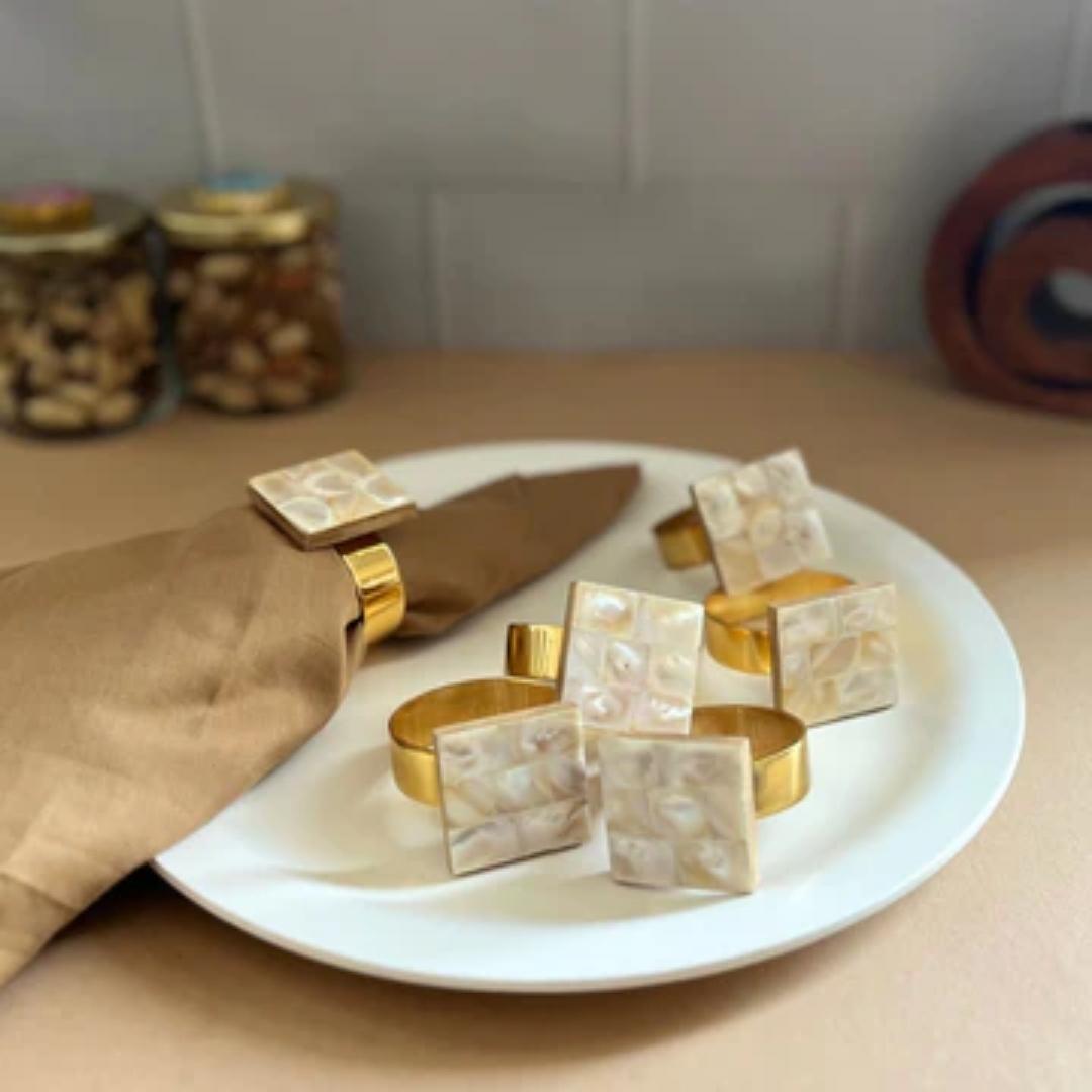 Mother of Pearl Napkin Holders Square