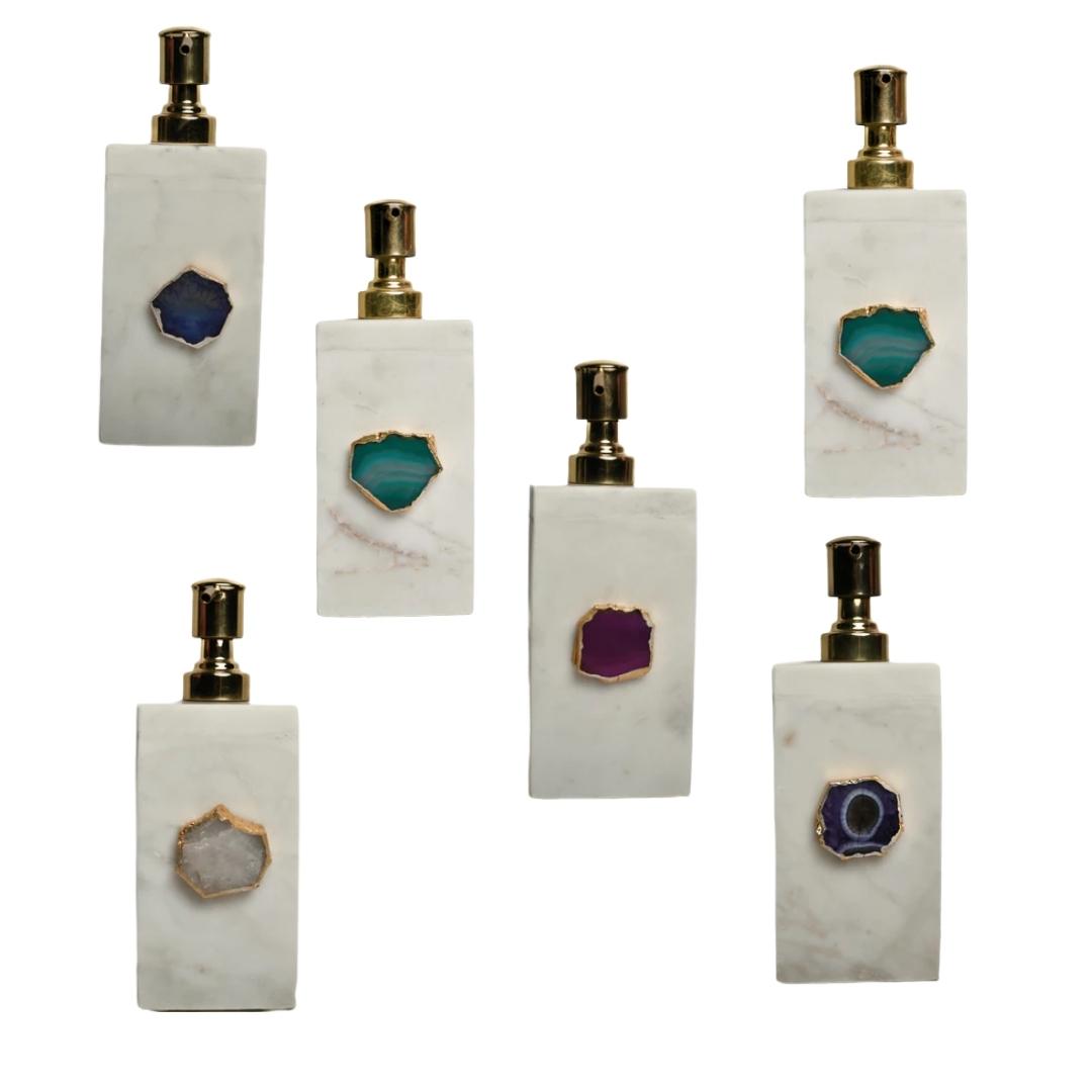 White Marble and Crystal Agate Soap Dispenser in multiple color options